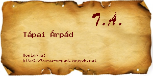 Tápai Árpád névjegykártya